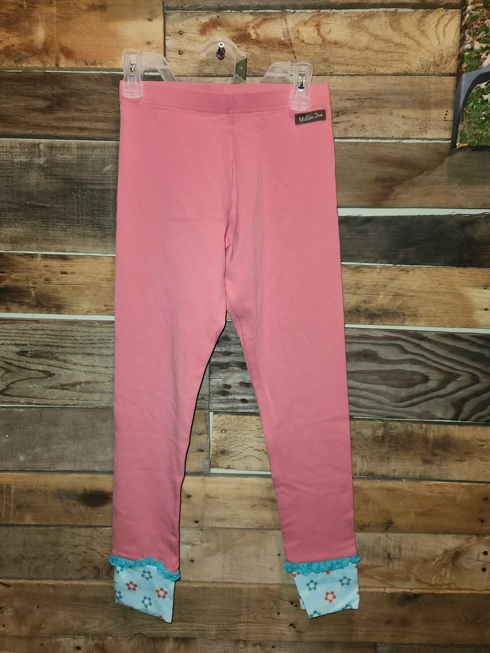 Matilda Jane Pink Girls' Leggings with Floral Cuffs